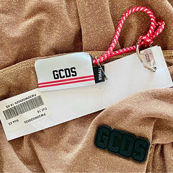 GCDS 70’s Gold Glitter One-Shoulder Bodysuit - Picture 5 of 8